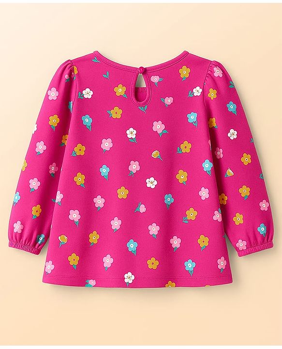 Babyhug Cotton Knit Full Sleeves T-Shirts with Polka Dot & Floral Print Pack of 3 - Pink Purple & White