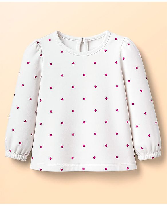 Babyhug Cotton Knit Full Sleeves T-Shirts with Polka Dot & Floral Print Pack of 3 - Pink Purple & White