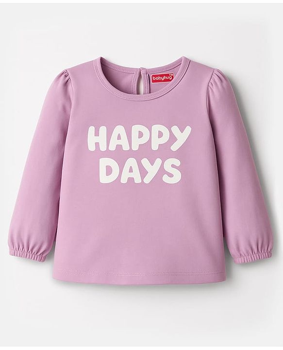Babyhug 100 % Cotton Knit Full Sleeves T-Shirt with Tropical & Happy Days Text Print Pack of 3 - Red White & Lilac