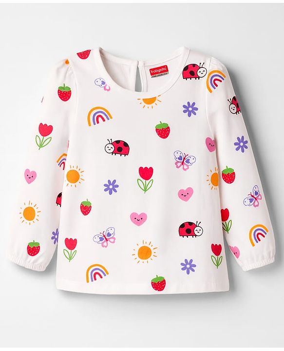 Babyhug 100 % Cotton Knit Full Sleeves T-Shirt with Tropical & Happy Days Text Print Pack of 3 - Red White & Lilac