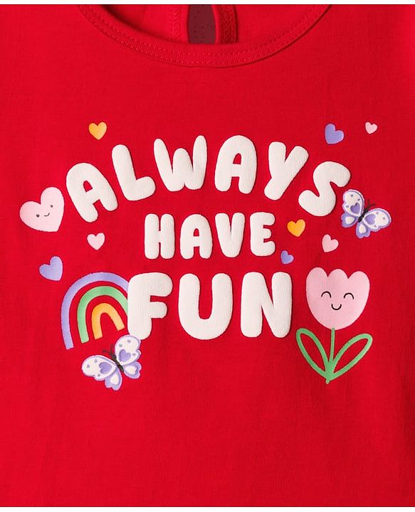 Babyhug 100 % Cotton Knit Full Sleeves T-Shirt with Tropical & Happy Days Text Print Pack of 3 - Red White & Lilac