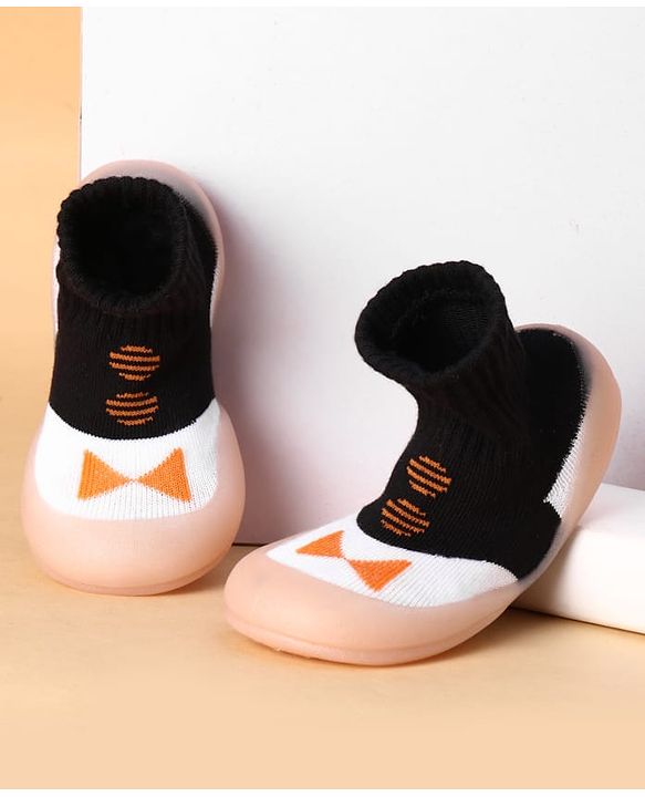 Cute Walk by Babyhug Slip on Sock Shoes with Bow Embroidery - Blue