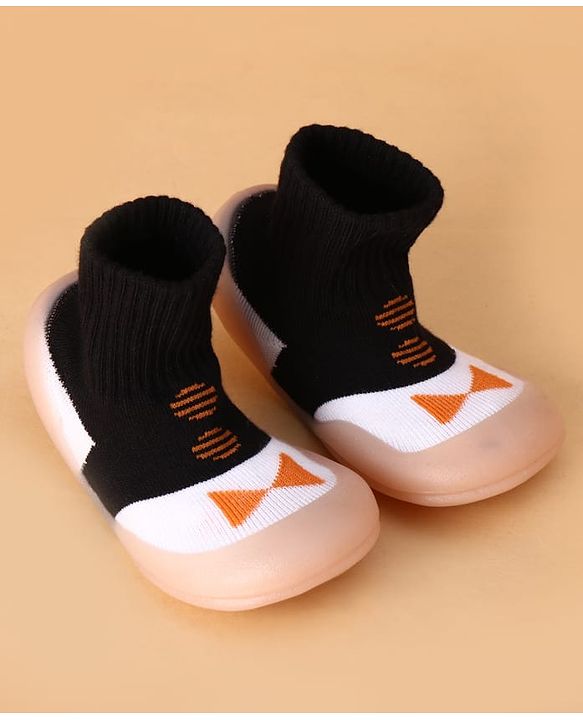 Cute Walk by Babyhug Slip on Sock Shoes with Bow Embroidery - Blue