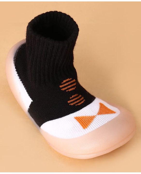 Cute Walk by Babyhug Slip on Sock Shoes with Bow Embroidery - Blue
