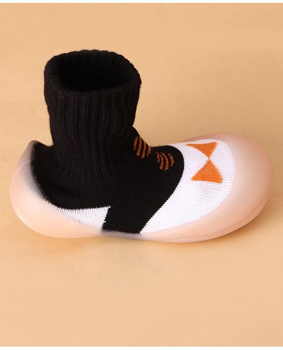 Cute Walk by Babyhug Slip on Sock Shoes with Bow Embroidery - Blue