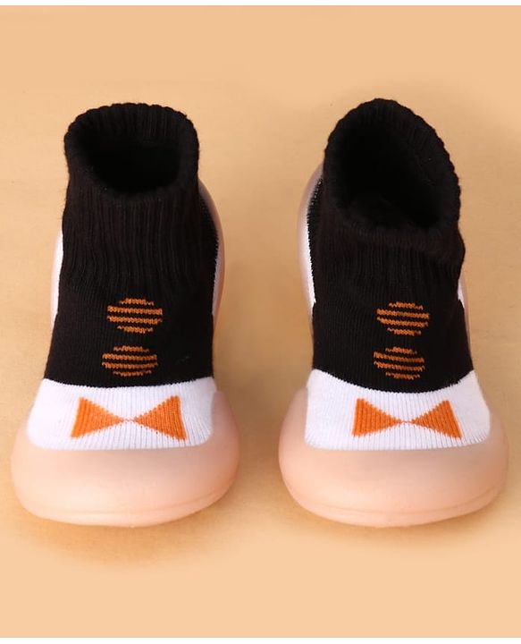 Cute Walk by Babyhug Slip on Sock Shoes with Bow Embroidery - Blue