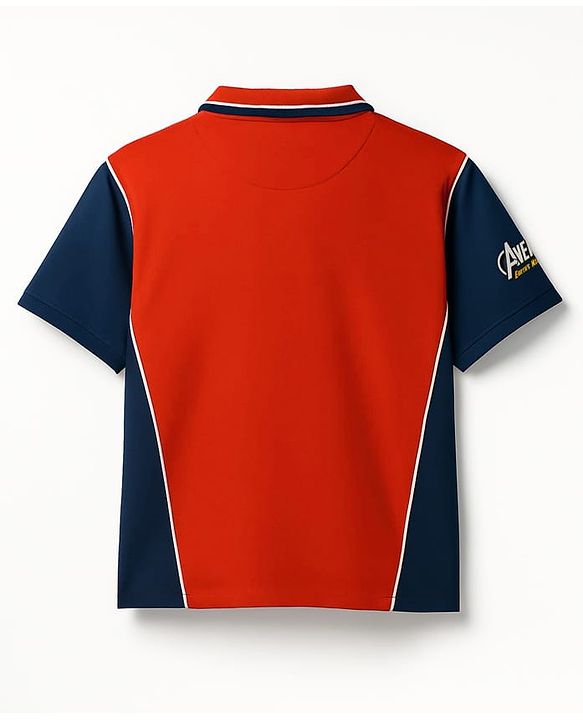 Pine Kids Marvel Terry Knit Half Sleeve Cut & Sew Polo T-Shirt with Avengers Graphic - Multicolor