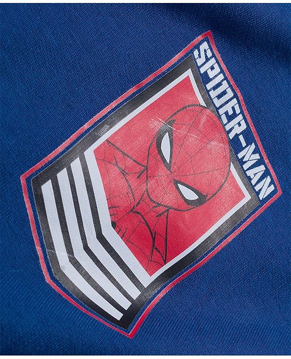 Pine Kids Marvel Terry Knit Half Sleeves Cut & Sew Polo T-Shirt with Spider-Man Graphic - Blue & Red
