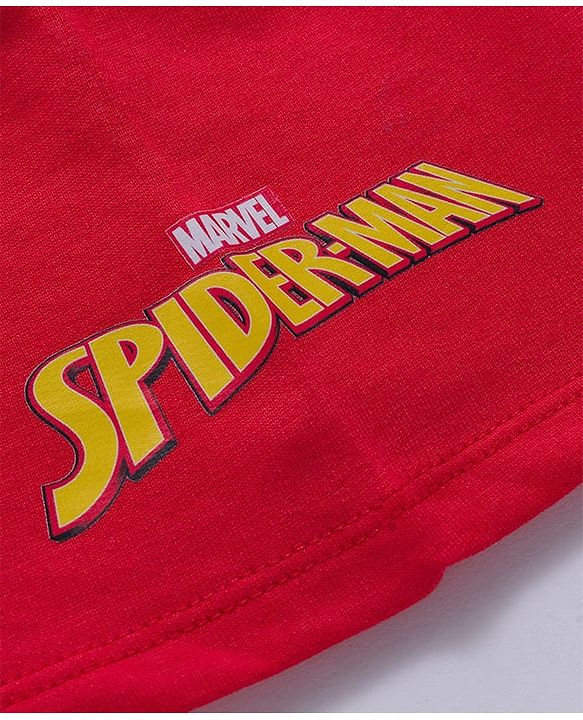 Pine Kids Marvel Terry Knit Half Sleeves Cut & Sew Polo T-Shirt with Spider-Man Graphic - Blue & Red
