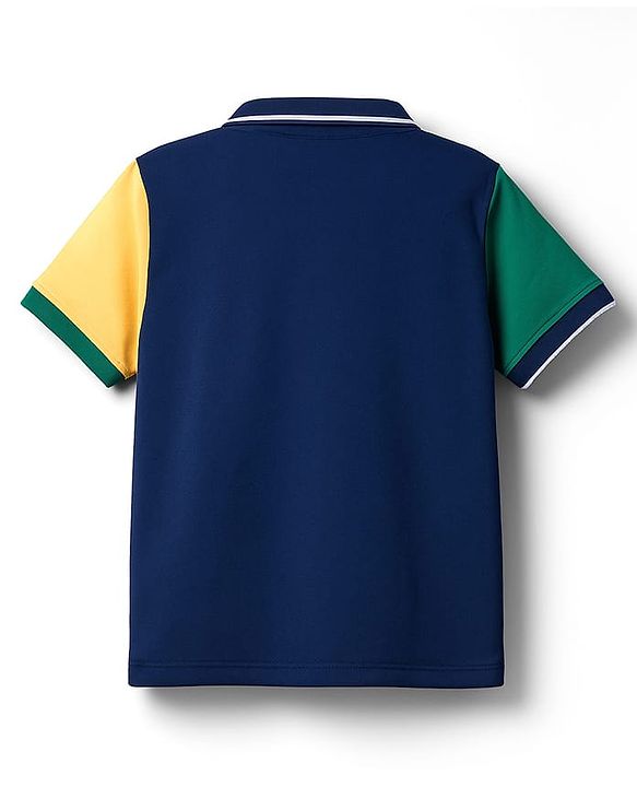 Babyhug Disney Single Jersey Knit Half Sleeves Cut & Sew Polo T-Shirt with Mickey Mouse Graphic - Multicolor