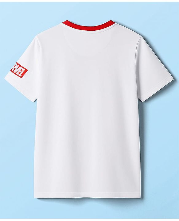Pine Kids Marvel Single Jersey Knit Half Sleeves T-Shirt with Captain America Graphic - White