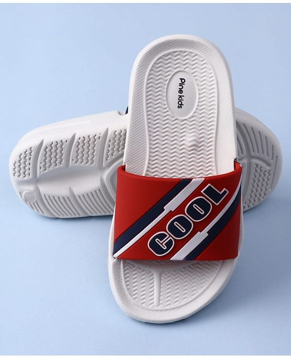 Pine Kids Slip On Sliders with Star Applique - White