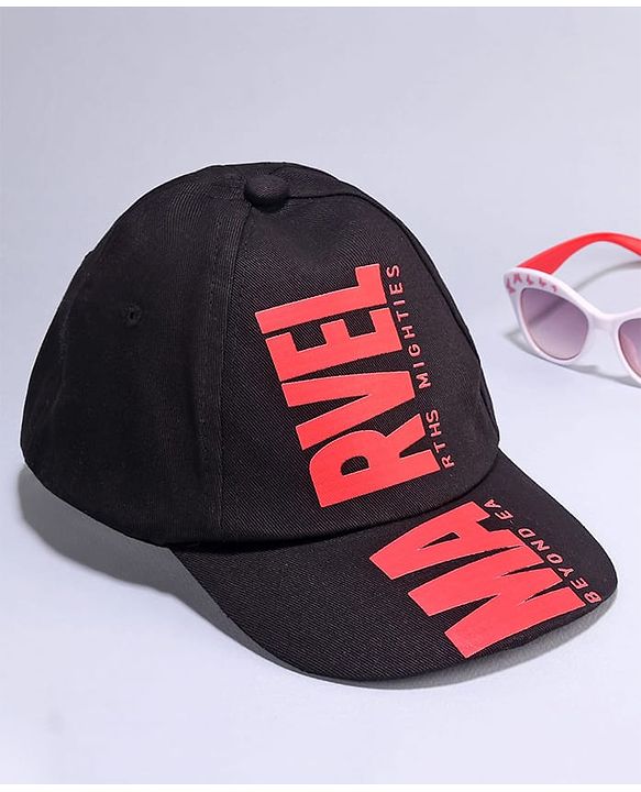 Pine Kids Marvel Cotton Woven Summer Cap with Avengers Graphic Black - Diameter 20 cm