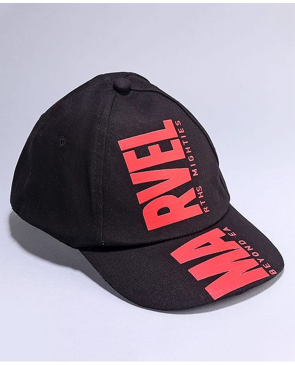 Pine Kids Marvel Cotton Woven Summer Cap with Avengers Graphic Black - Diameter 20 cm