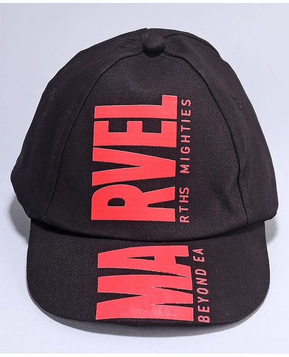 Pine Kids Marvel Cotton Woven Summer Cap with Avengers Graphic Black - Diameter 20 cm