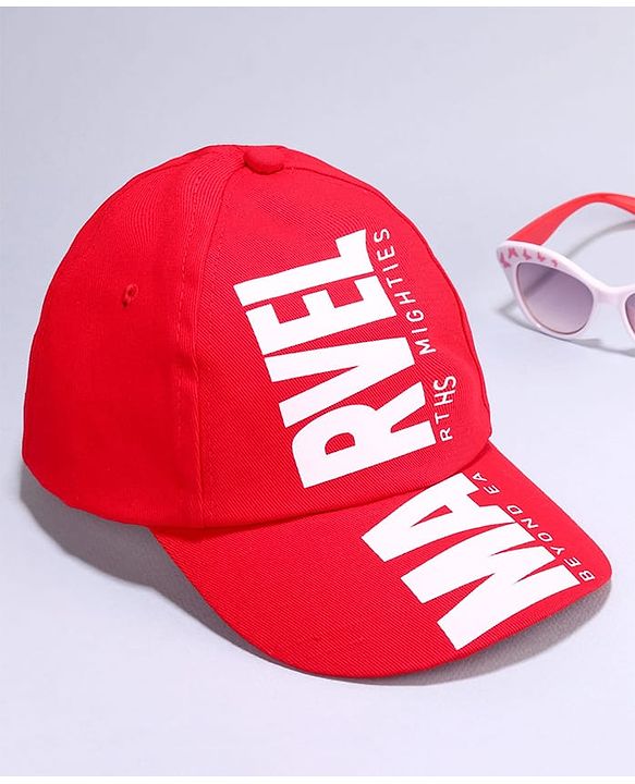 Pine Kids Marvel Cotton Knit Summer Cap with Avengers Graphics Red - Diameter 20 cm