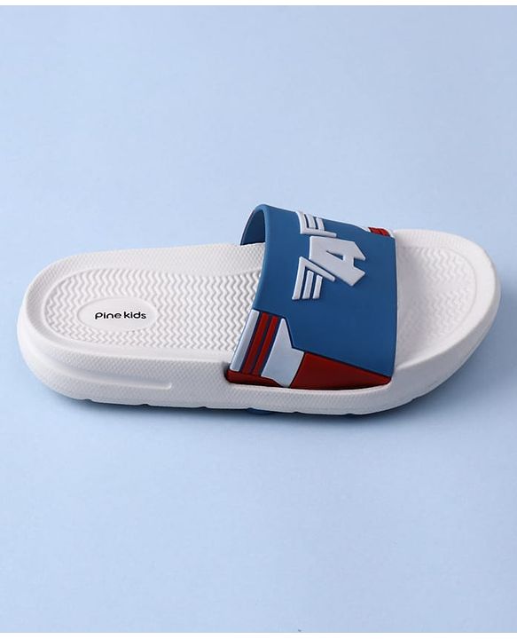 Pine Kids Marvel Slip On Flip Flops with Captain America Applique - Blue & White