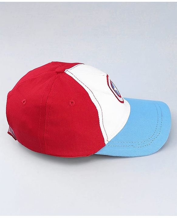 Babyhug Marvel Cotton Woven Summer Cap With Captain America Graphics Multicolor - Diameter 20 cm