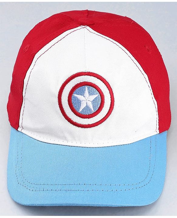 Babyhug Marvel Cotton Woven Summer Cap With Captain America Graphics Multicolor - Diameter 21 cm