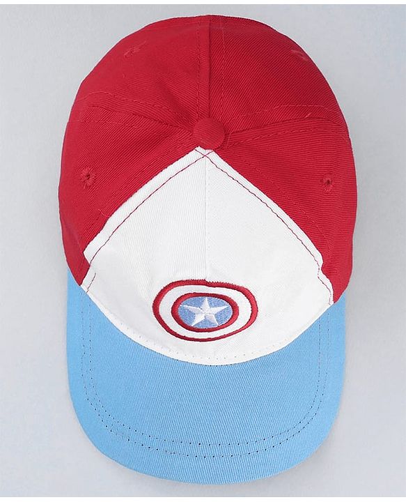 Babyhug Marvel Cotton Woven Summer Cap With Captain America Graphics Multicolor - Diameter 21 cm