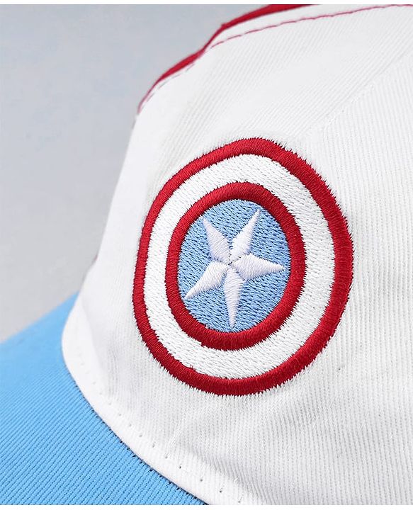 Babyhug Marvel Cotton Woven Summer Cap With Captain America Graphics Multicolor - Diameter 21 cm
