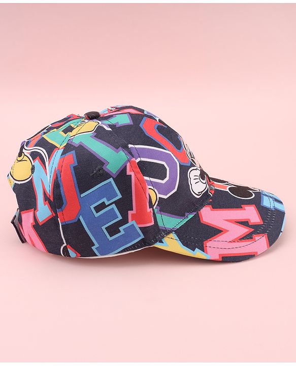 Babyhug Disney Cotton Woven Summer Cap with Mickey Mouse Graphic Blue - Diameter 15 cm