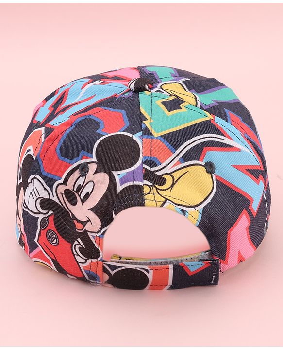Babyhug Disney Cotton Woven Summer Cap with Mickey Mouse Graphic Blue - Diameter 15 cm