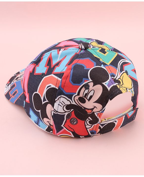 Babyhug Disney Cotton Woven Summer Cap with Mickey Mouse Graphic Blue - Diameter 15 cm