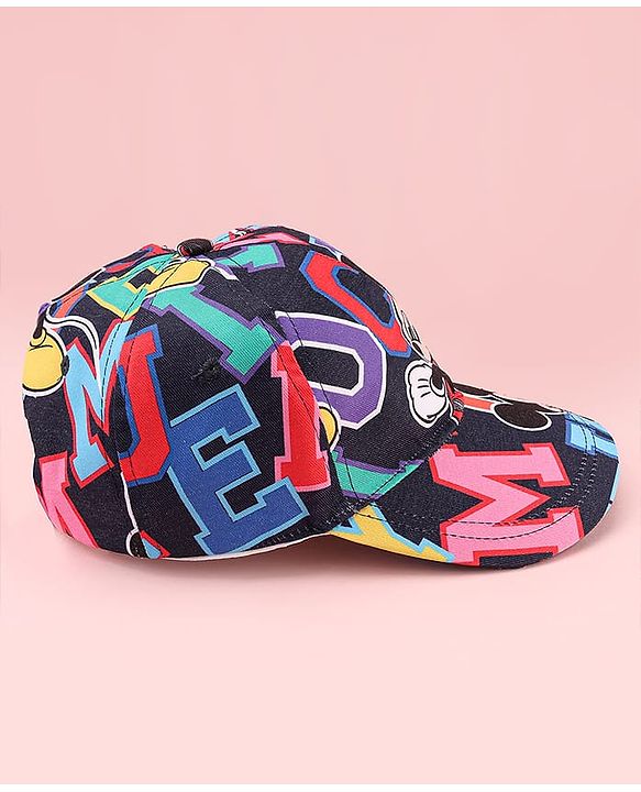 Babyhug Disney Cotton Woven Summer Cap with Mickey Mouse Graphic Blue - Diameter 15 cm