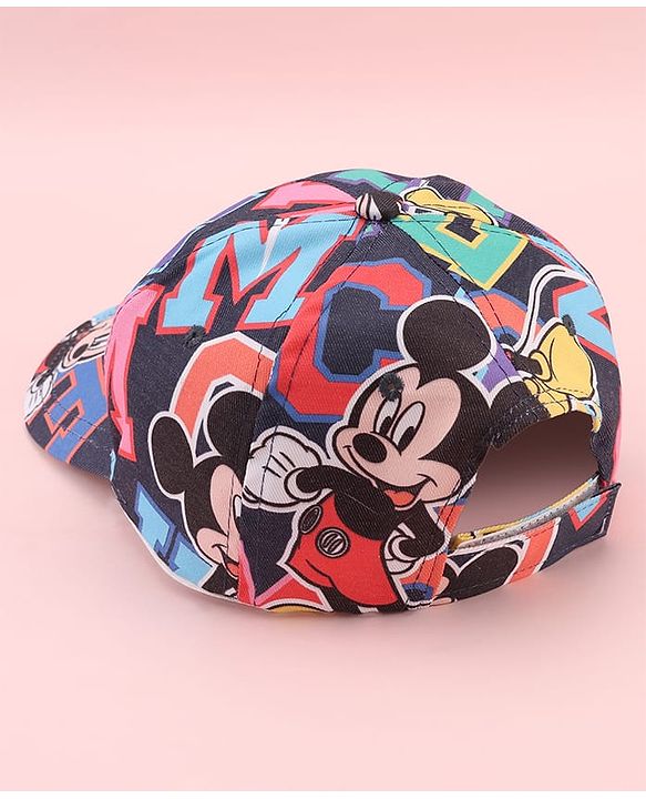 Babyhug Disney Cotton Woven Summer Cap with Mickey Mouse Graphic Blue - Diameter 15 cm