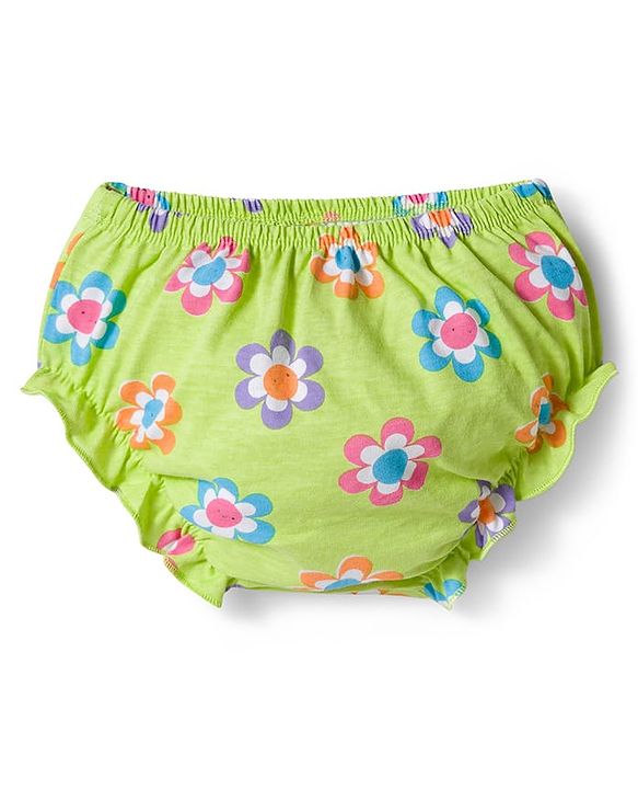 Babyhug Single Jersey Knit Sleeveless Frock With Floral Print & Bloomer - Light Green