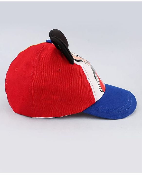 Babyhug Disney Cotton Woven Cap With Mickey Mouse Graphics Navy Blue - Diameter 19 cm