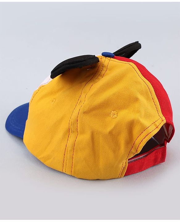 Babyhug Disney Cotton Woven Cap With Mickey Mouse Graphics Navy Blue - Diameter 19 cm