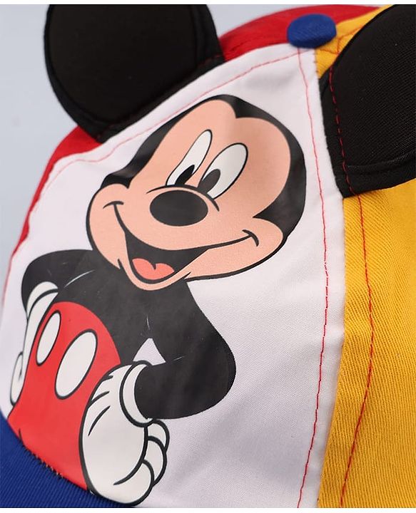 Babyhug Disney Cotton Woven Cap With Mickey Mouse Graphics Navy Blue - Diameter 19 cm