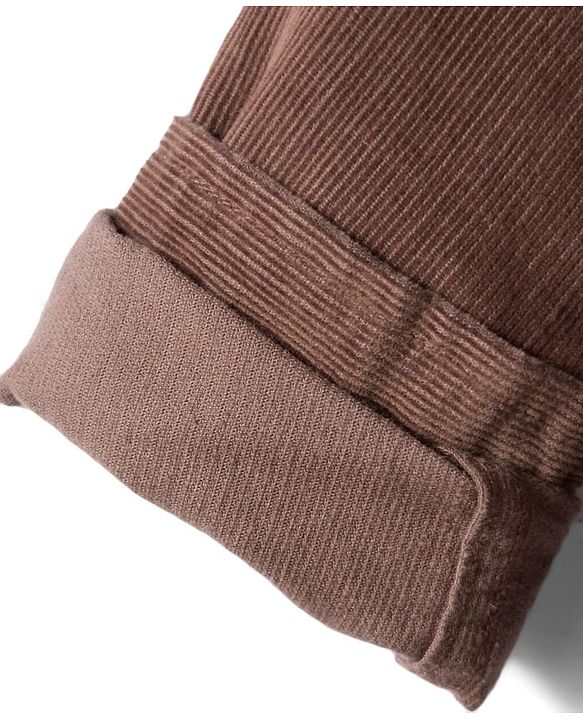 Babyhug  Cotton Woven Full Sleeve Solid Colour Corduroy Shirt with Bear Embroidery - Brown