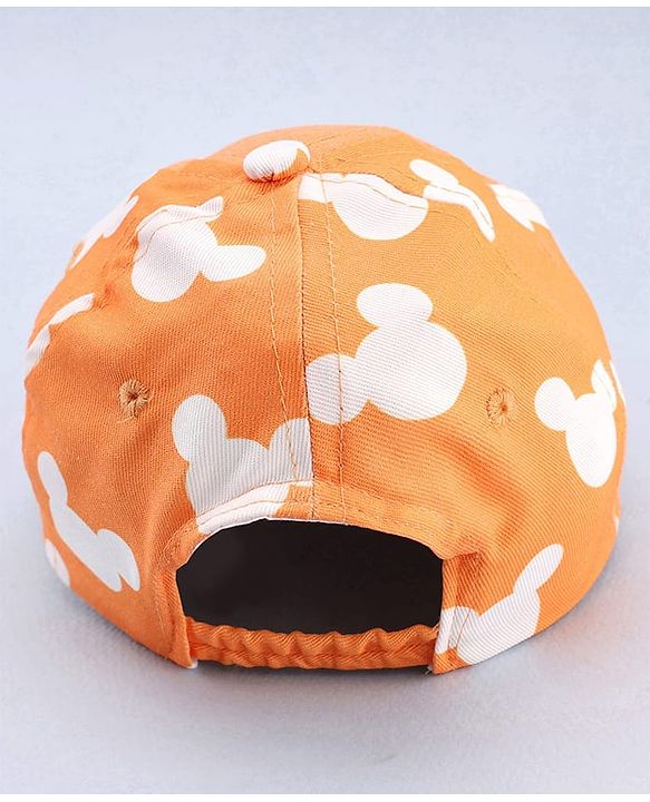 Babyhug Disney Cotton Woven Summer Cap With Mickey Mouse Graphics Yellow - Diameter 17 cm