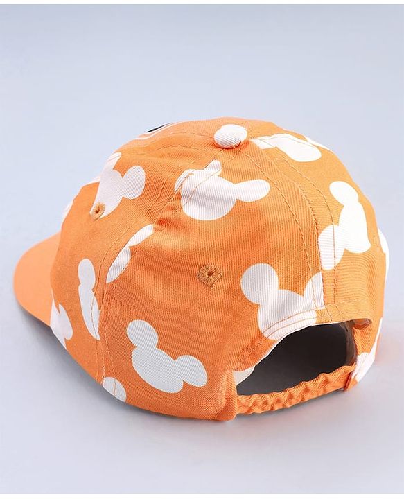 Babyhug Disney Cotton Woven Summer Cap With Mickey Mouse Graphics Yellow - Diameter 17 cm