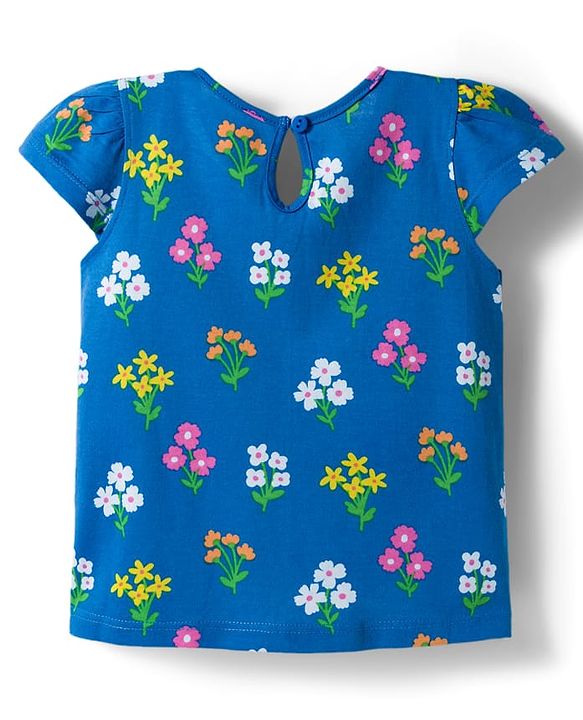 Babyhug 100% Cotton Knit Half Sleeves T-Shirts With Floral & Polka Dot Print Pack of 3 - Pink Navy Blue & Yellow