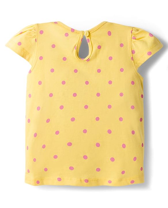 Babyhug 100% Cotton Knit Half Sleeves T-Shirts With Floral & Polka Dot Print Pack of 3 - Pink Navy Blue & Yellow