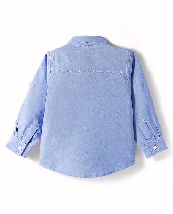 Babyhug Cotton Woven Full Sleeve Text Printed Cut & Sew Shirt - Blue