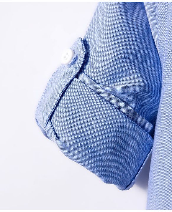 Babyhug Cotton Woven Full Sleeve Text Printed Cut & Sew Shirt - Blue