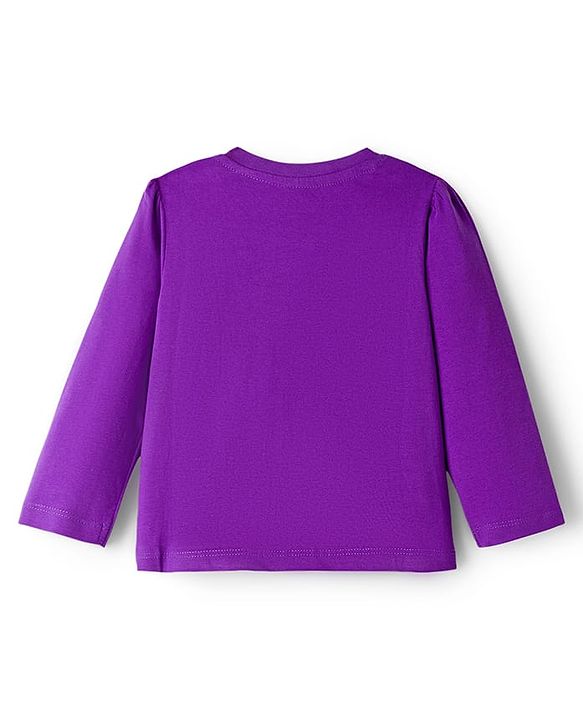 Babyhug Knit Full Sleeves Night Suit With Text Print - Purple