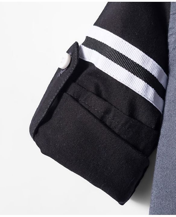 Babyhug 9-12m Boys Black & Grey Full Sleeve Regular Collar Solid Shirt