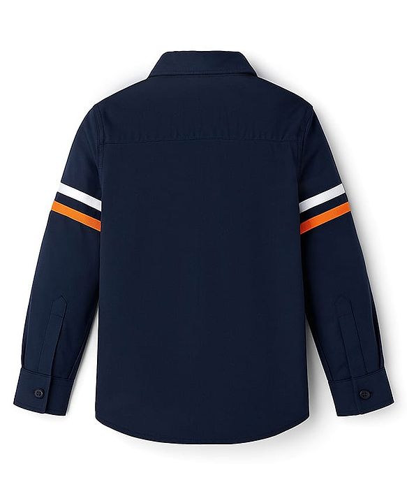 Babyhug Cotton Woven Full Sleeves Solid Colour Shirt - Navy Blue