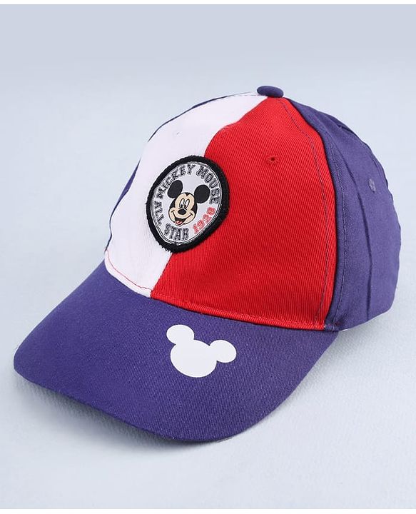 Babyhug Disney Cotton Woven Summer Cap with Mickey Mouse Graphic Multicolor - Diameter 16 cm
