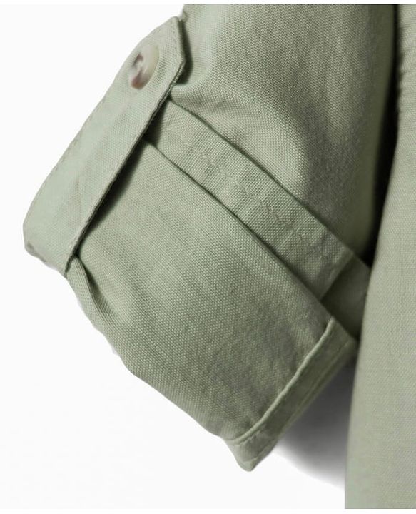 Babyhug Cotton Woven Full Sleeves Cut & Sew Solid Shirt with Text Embroidery -Green