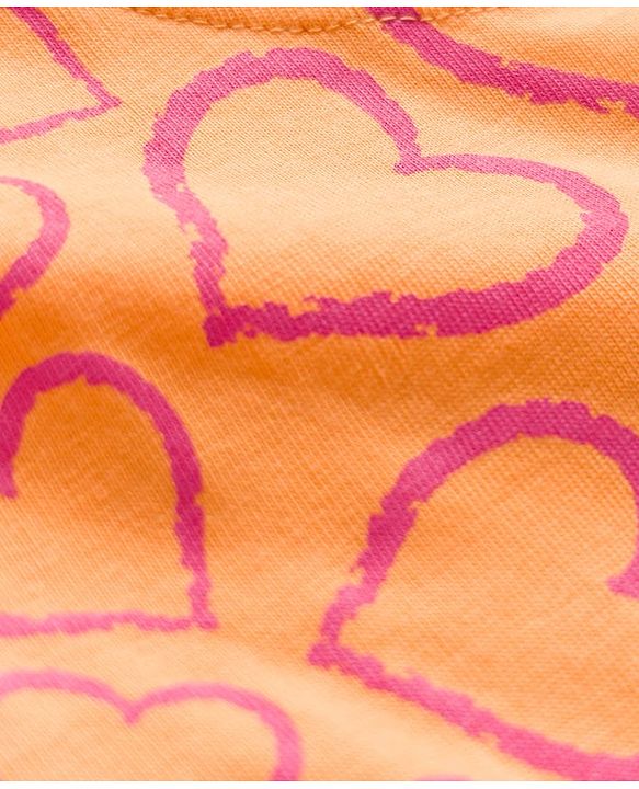 Babyhug Knit Full Sleeves Co-ords Night Suit With Heart Print - Orange