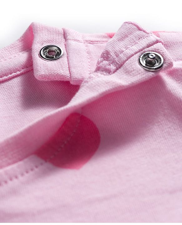 Babyhug Knit Full Sleeves Co-ords Night Suit With Heart Print - Light Pink