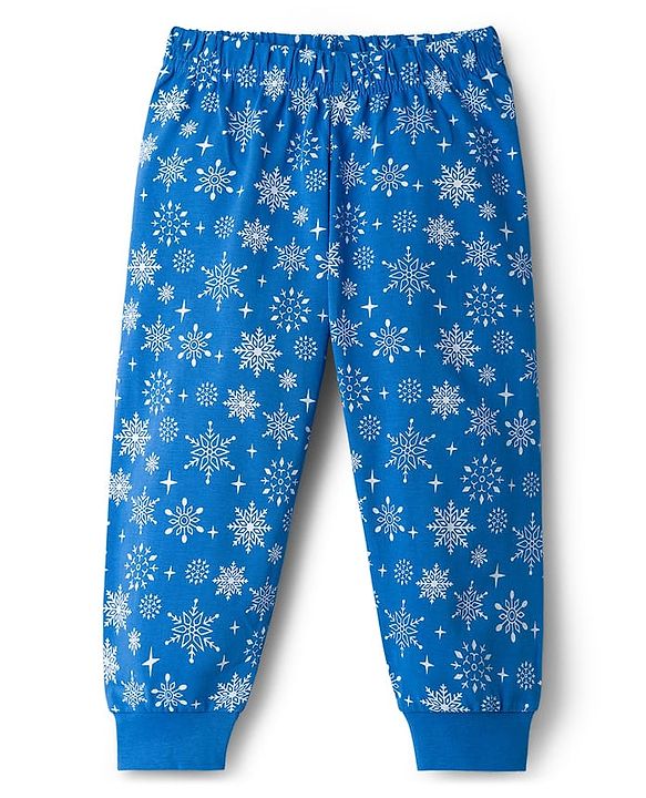 Babyhug Cotton Knit Full Sleeves Night Suit With Fox Print - Blue