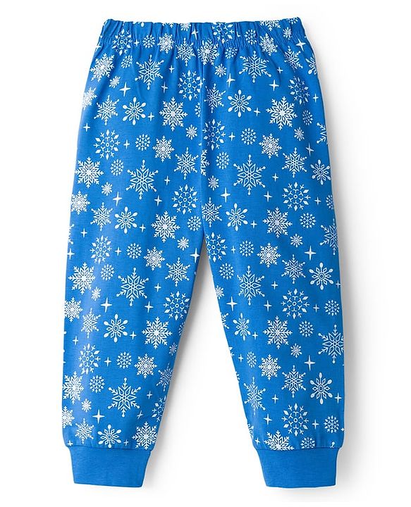 Babyhug Cotton Knit Full Sleeves Night Suit With Fox Print - Blue